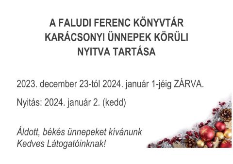 Ünnepi nyitva tartás