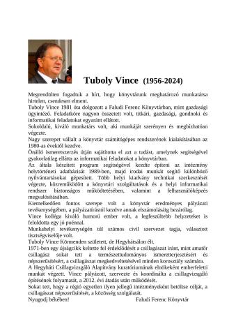 Tuboly Vince nekrológ