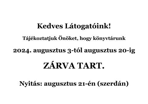 Nyári zárvatartás