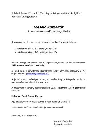 Mesélő Könyvtár mesemondó verseny
