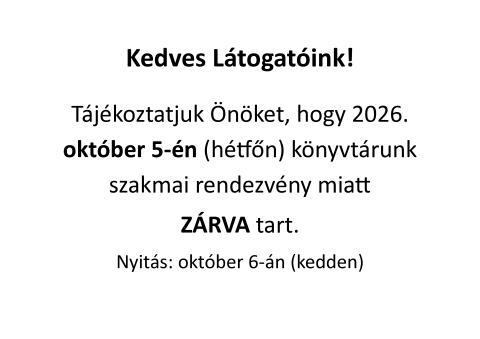 Zárvatartás - Október 5.